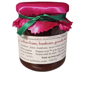 Confiture fraise, framboise, groseille maquereau